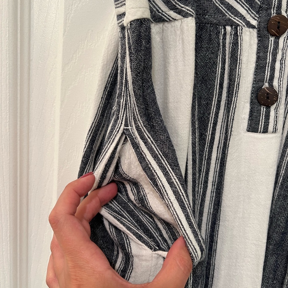 Universal Thread - Navy and White Striped Midi Dress with Pockets - Picture 5 of 9